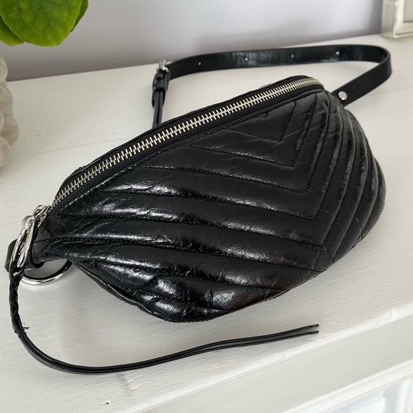 Rebecca Minkoff Handbags - REBECCA MINKOFF Genuine Leather Black Edie Quilted Belt Bag Fanny Pack